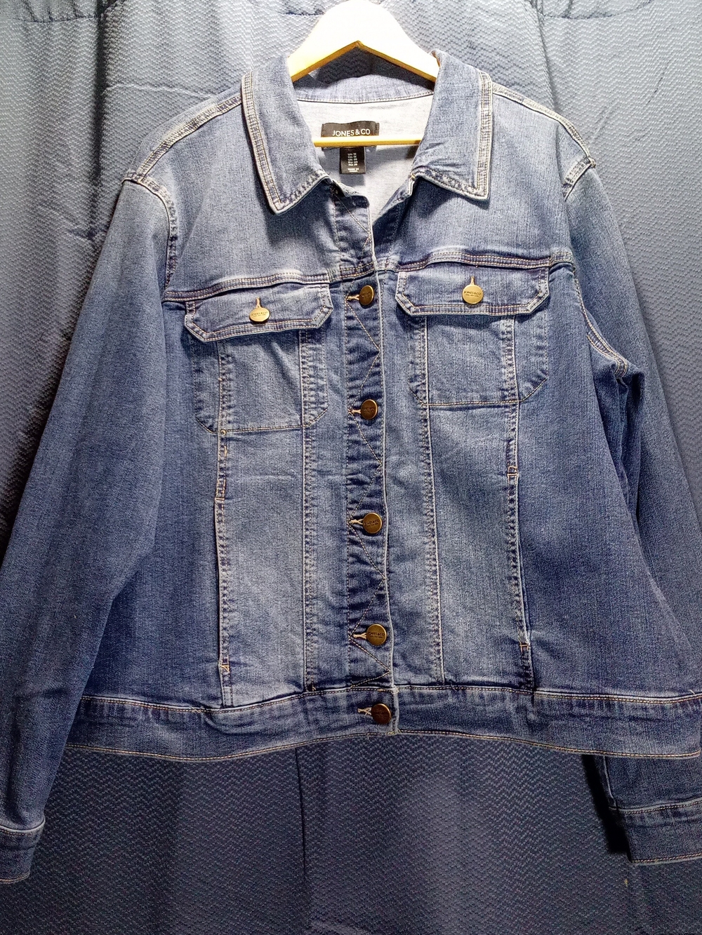 Jones New York Light Blue Denim Jacket with Button Front